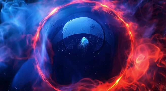 Cinematic Fire and Ice Portal Zoom Reveal &ndash; Logo Placeholder Animation
