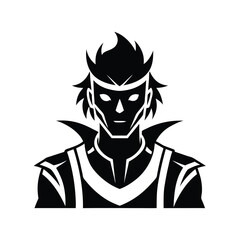 Fiery devil skull design with a tribal black demon face, perfect for a horror-themed tattoo or Halloween illustration