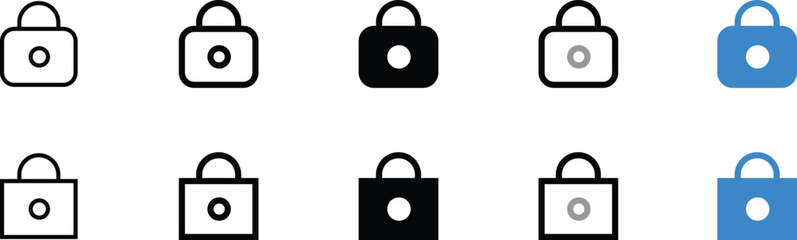 Vector Illustration Set of Various Lock Icons
