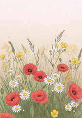 Wildflower meadow illustration