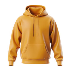Mustard yellow hoodie mockup isolated on transparent background