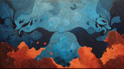 Fototapeta premium Abstract artwork in blue and orange