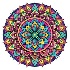 Vibrant colorful mandala design for art and decor