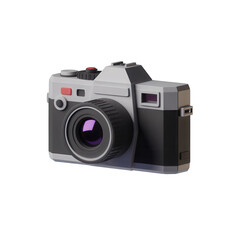 Vintage 3d rendered camera isolated on transparent background