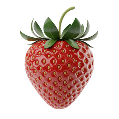 Single red strawberry isolated on transparent background
