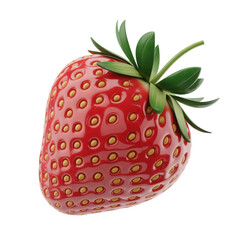 Realistic 3d render of a strawberry isolated on transparent background
