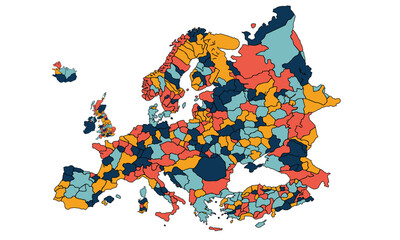 Europe map vector with country borders vector eps.10
