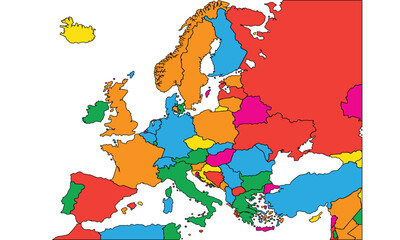 Europe map vector with country borders vector eps.10
