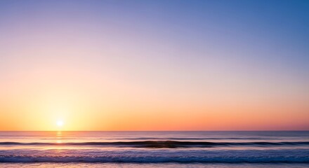 Fototapeta premium Serene Ocean Sunset Vibrant Colors and Calm Waves