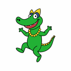 Fototapeta premium Dancing alligator wearing a Mardi Gras mask