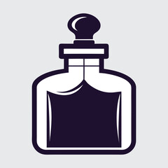 Bottle with perfume silhouette art illustration.