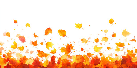 Orange and yellow maple leaves frame a fiery black background, illustrating the vibrant essence of the autumn season