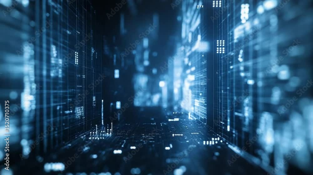 Poster abstract technological space with data streams and connections futuristic animation