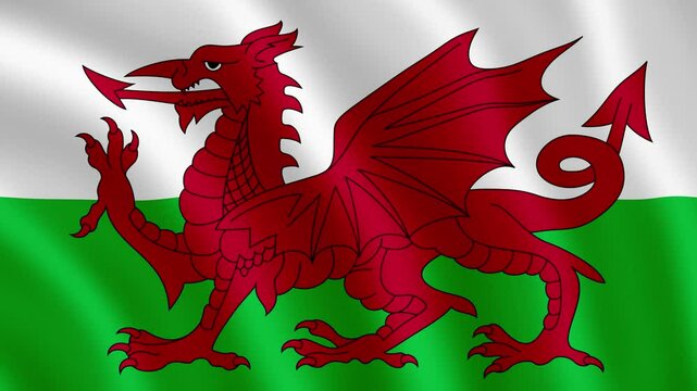 Wales Waving Flag – High-Resolution 3D Render of Wales National Flag in Motion