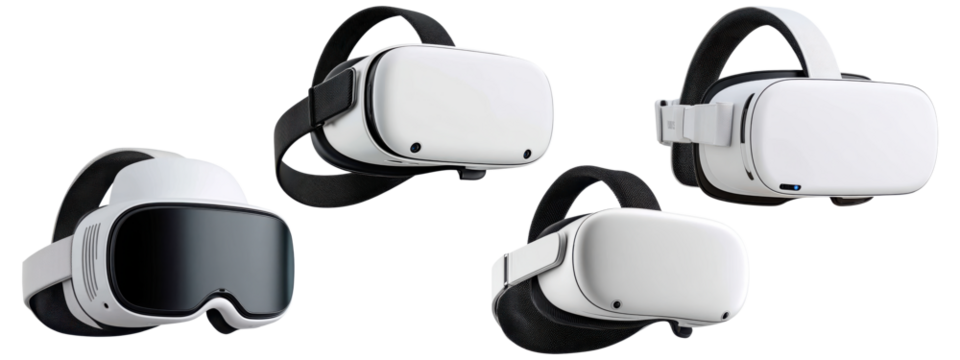 Virtual reality headset collection set, isolated on transparent background
