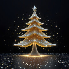 Sparkling Gold and Silver Christmas Tree
