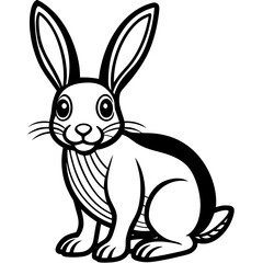 Cartoon Bunny Line Art