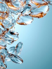 An abstract arrangement of glassy droplets reflecting light, creating a beautiful interplay of colors and textures.