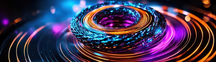 Vibrant abstract swirl with glowing lights, creating a mesmerizing motion effect. Perfect for creative projects or digital art.