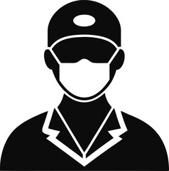 Anesthesiologist With Mask Silhouette Vector Illustration