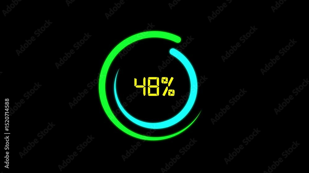 Poster animated digital loading circle progress bar displaying 29 percent against black background suitable