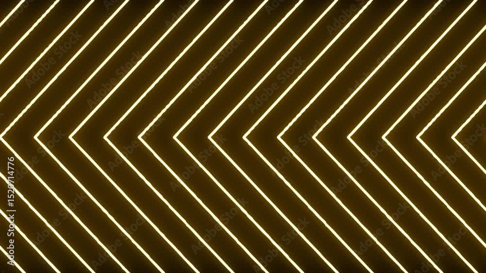 Poster animated golden chevron pattern with glowing lines on a dark background suitable for abstract concep