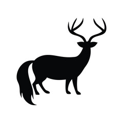 Fototapeta premium Vector illustration of a wild deer silhouette with prominent antlers, perfect for nature and wildlife designs