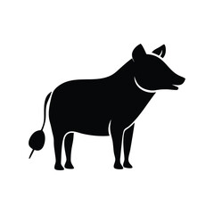 Fototapeta premium Black isolated farm animal silhouettes including horse, dog, pig, and cow vector illustrations