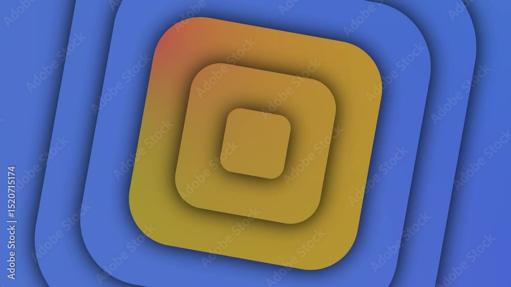 Poster animated layered square abstract background with dynamic colorful gradients and shadows forming a mo