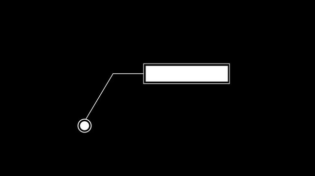Animated white on black graphic elements hud digital interface design animation of data visualization with connection points and information boxes.