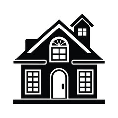 House and home vector icon set: a black illustration of residential architecture design symbols for real estate property