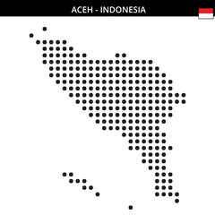 Fototapeta premium Big dots map of aceh in Indonesia