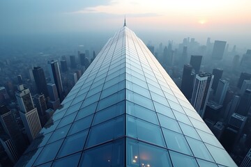 Fototapeta premium Futuristic cityscape view from modern skyscraper