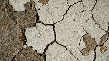 Cracked Dry Earth Texture with White Paint Peeling