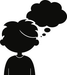 Child With Thinking Cloud Silhouette Vector Illustration