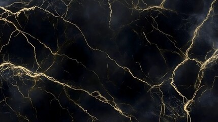 Black marble texture with golden veins background