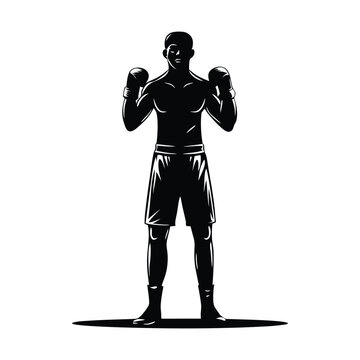 boxer silhouette vector icon on white background