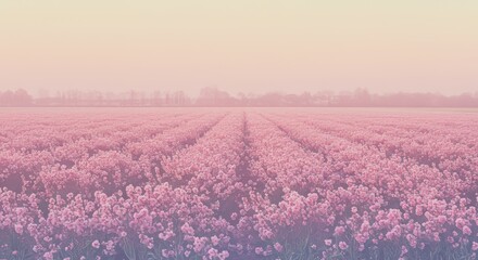 Fototapeta premium Pink Flower Field Landscape