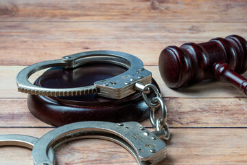 Gavel and handcuffs