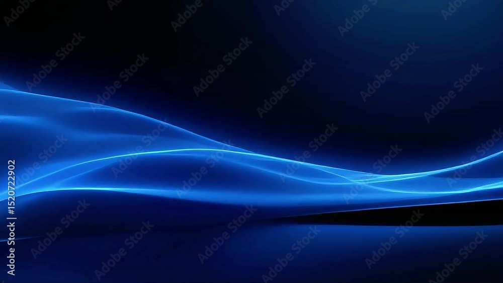 Poster Abstract Blue Wave Motion: Dynamic Light Trails Across Dark Background