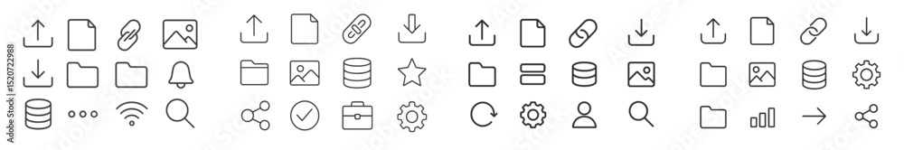 Poster various minimalist icons representing files, folders, and user interface elements displayed on a dig
