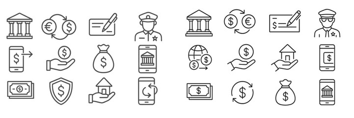 Illustration of financial transactions and security measures in banking including checks, law enforcement, and digital payments