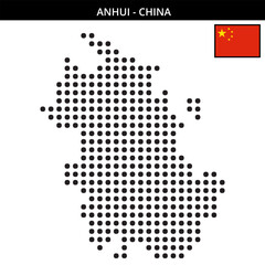 Fototapeta premium Big dots map of Anhui in China