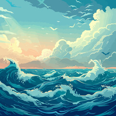 Illustration of a ocean 