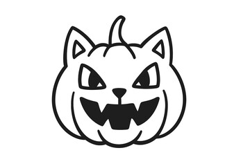 Creative pumpkin cat illustration for Halloween decoration in a spooky theme