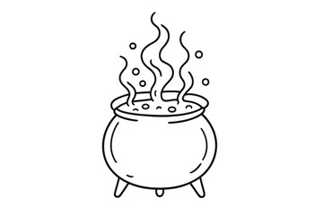 Cauldron filled with bubbling liquid, steam rising, creating a mystical atmosphere of ancient cooking rituals