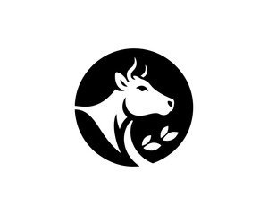 Elegant cow logo symbol in black style