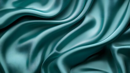 Obraz premium Abstract blue and teal background with a shiny, wavy liquid cloth texture.