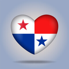 Panama flag heart button Isolated on color gradient background. Banner flag Vector Illustrator