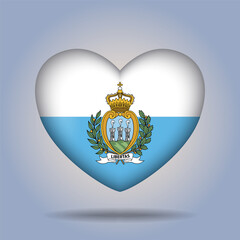 San Marino flag heart button Isolated on color gradient background. Banner flag Vector Illustrator